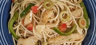 Receita Macarrão com molho de bacalhau
