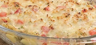 Receita Macarrão de sêmola com frango gratinado