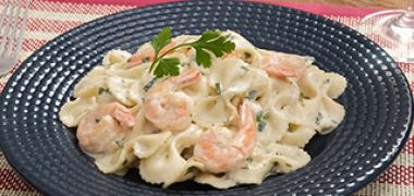 Receita Macarrão com camarão cremoso